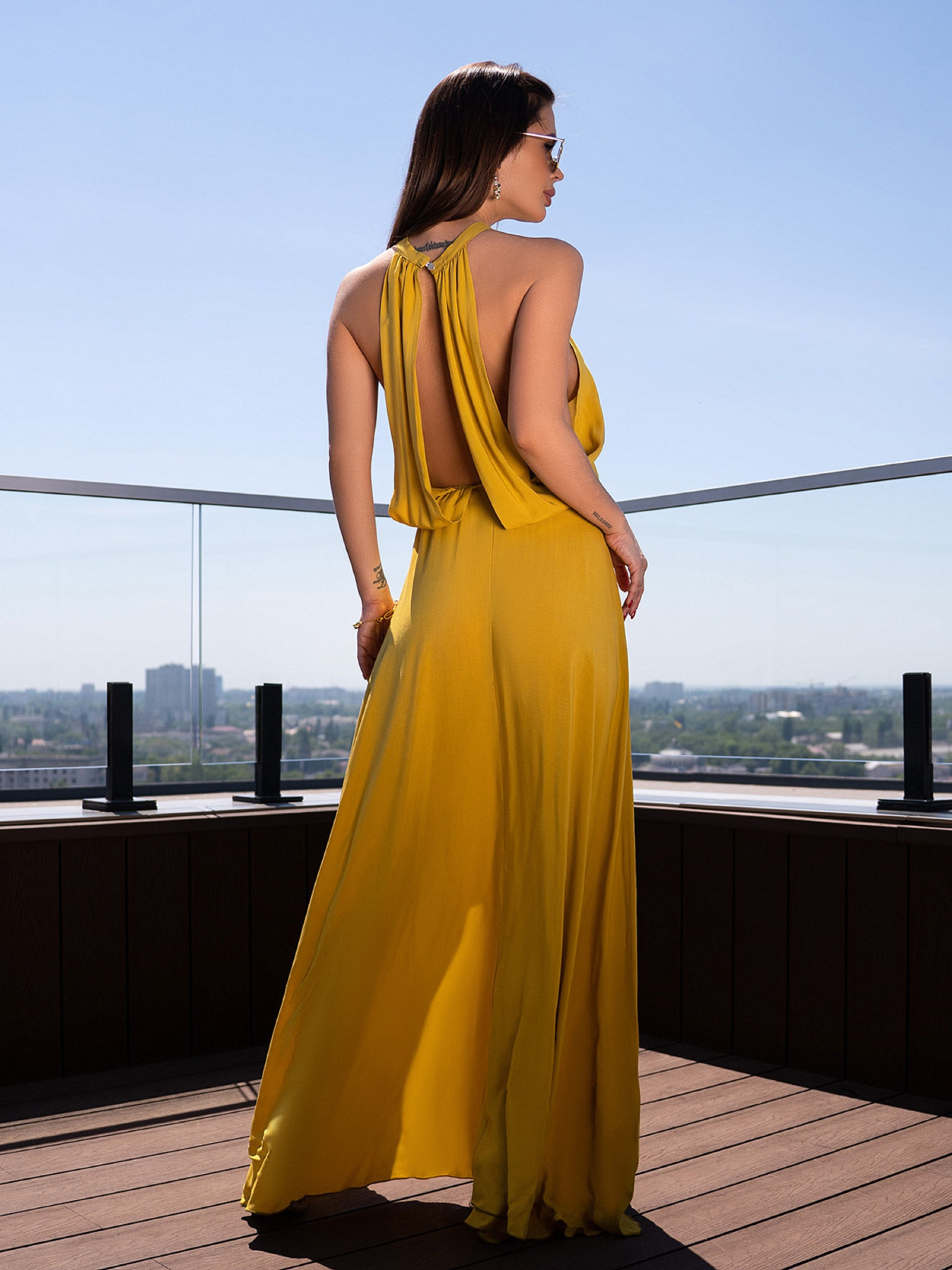 Платье макси ISSA Plus модель 14720_горчичный Фото