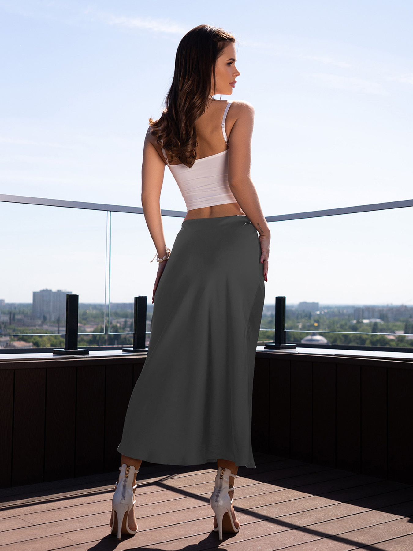 Юбка миди ISSA Plus модель 12355_серый Фото