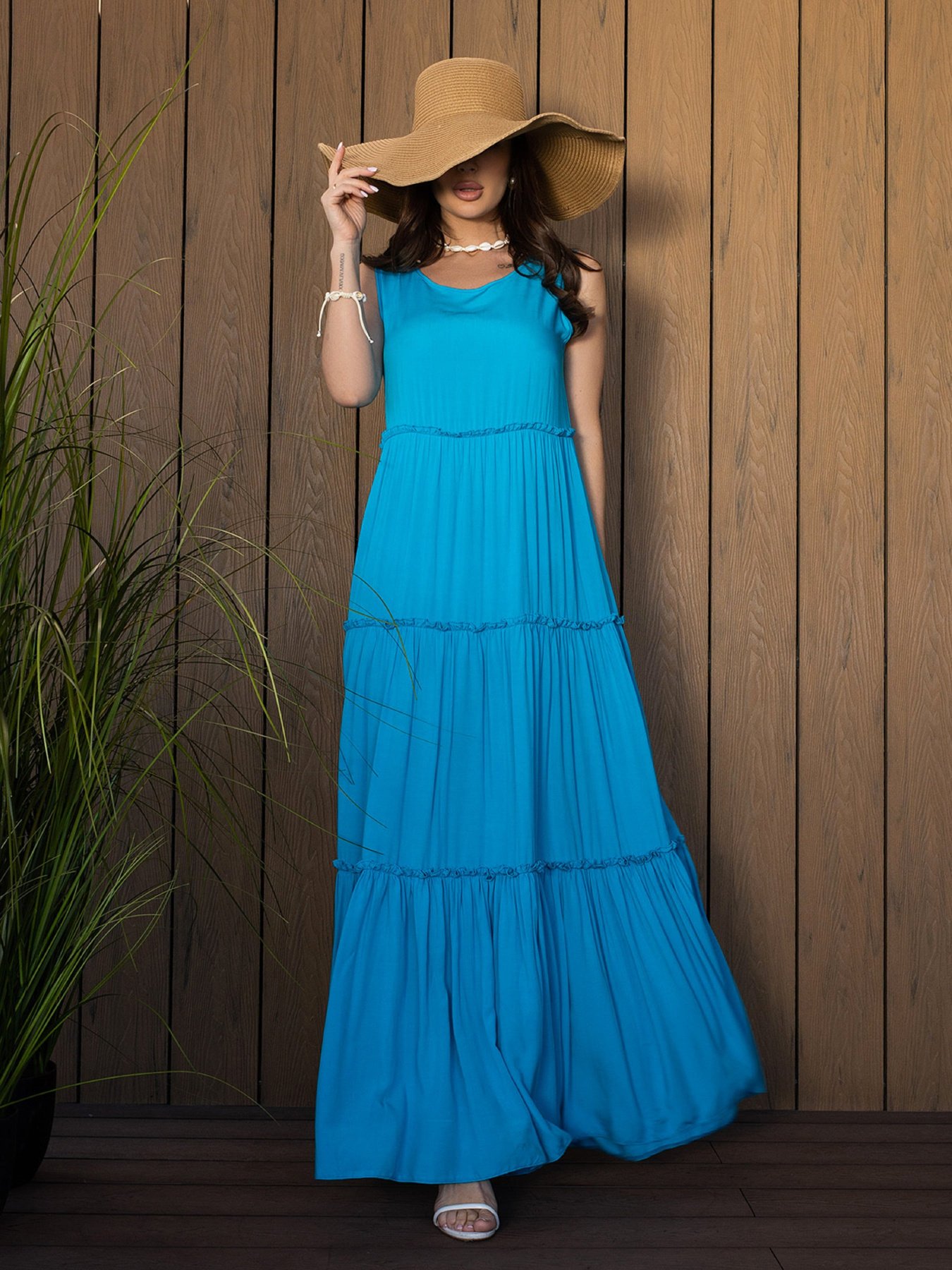 Сарафан ISSA Plus модель 14671_голубой Сарафан ISSA Plus модель 14671_голубой Фото