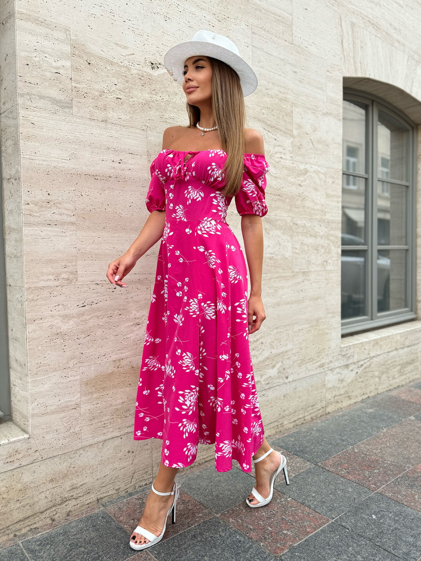 Сукня міді ISSA Plus модель SA-538_малиновый Фото