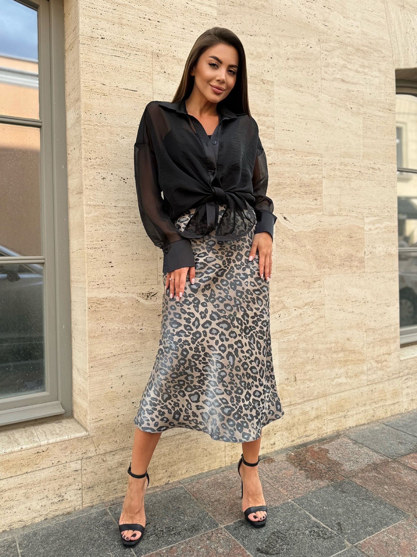 Спідниця міді ISSA Plus модель 14629A_бежевый Спідниця міді ISSA Plus модель 14629A_бежевый Фото