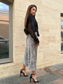 Спідниця міді ISSA Plus модель 14629A_бежевый Спідниця міді ISSA Plus модель 14629A_бежевый Фото