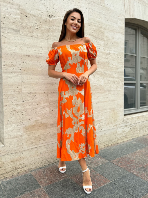 Платье миди ISSA Plus модель 14749_оранжевый Фото