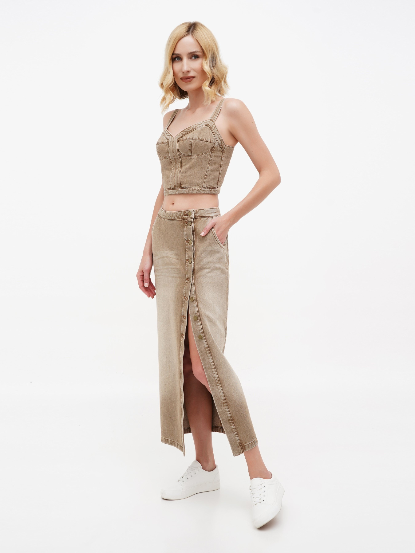 Джинсовая юбка A.G.N.A модель AG-4008-BEIGE Фото