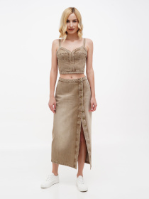 Джинсовая юбка A.G.N.A модель AG-4008-BEIGE Фото