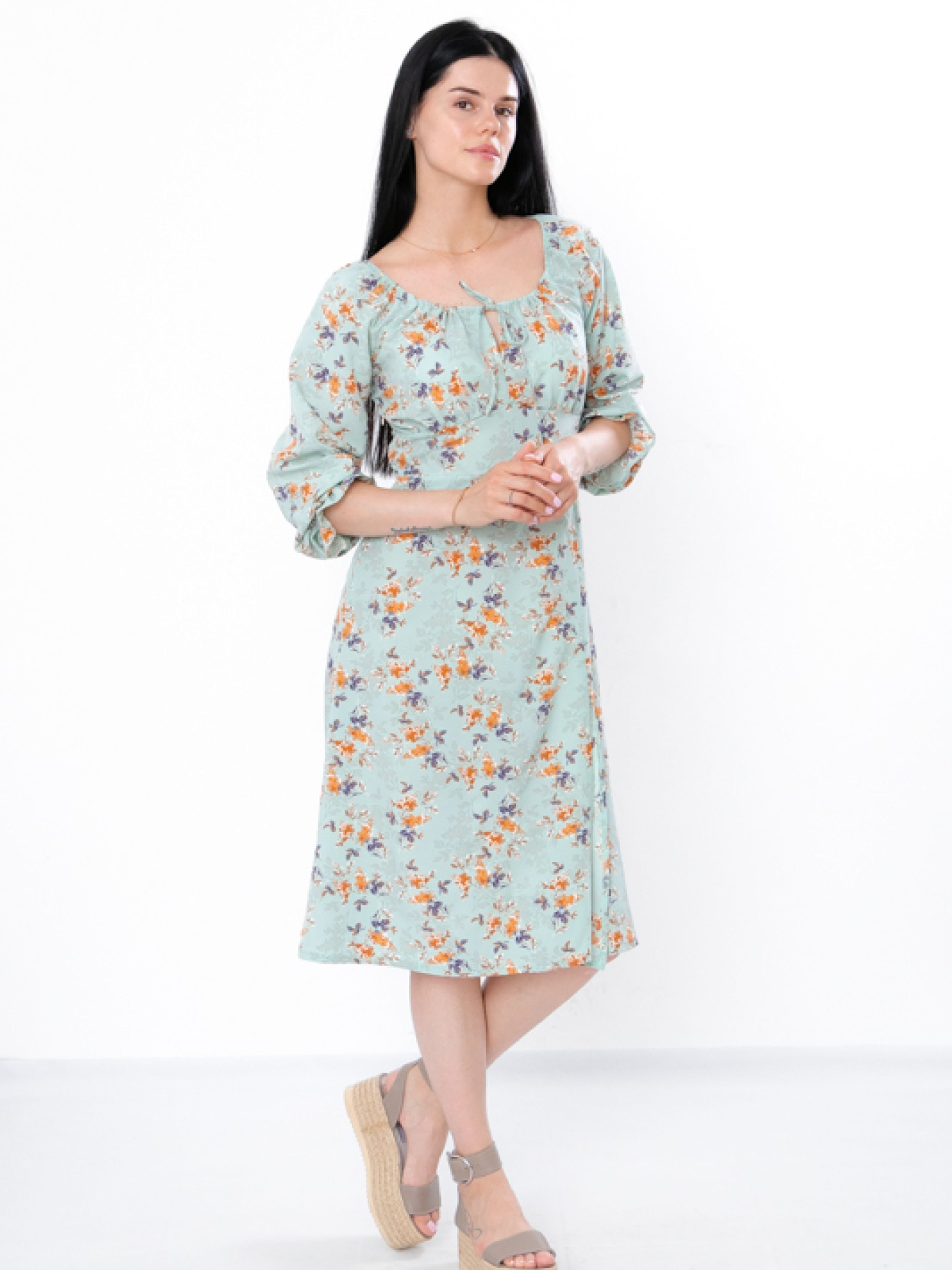 Платье миди Носи своє модель 3387-077-glochki-z-kvtami-m-qta Фото