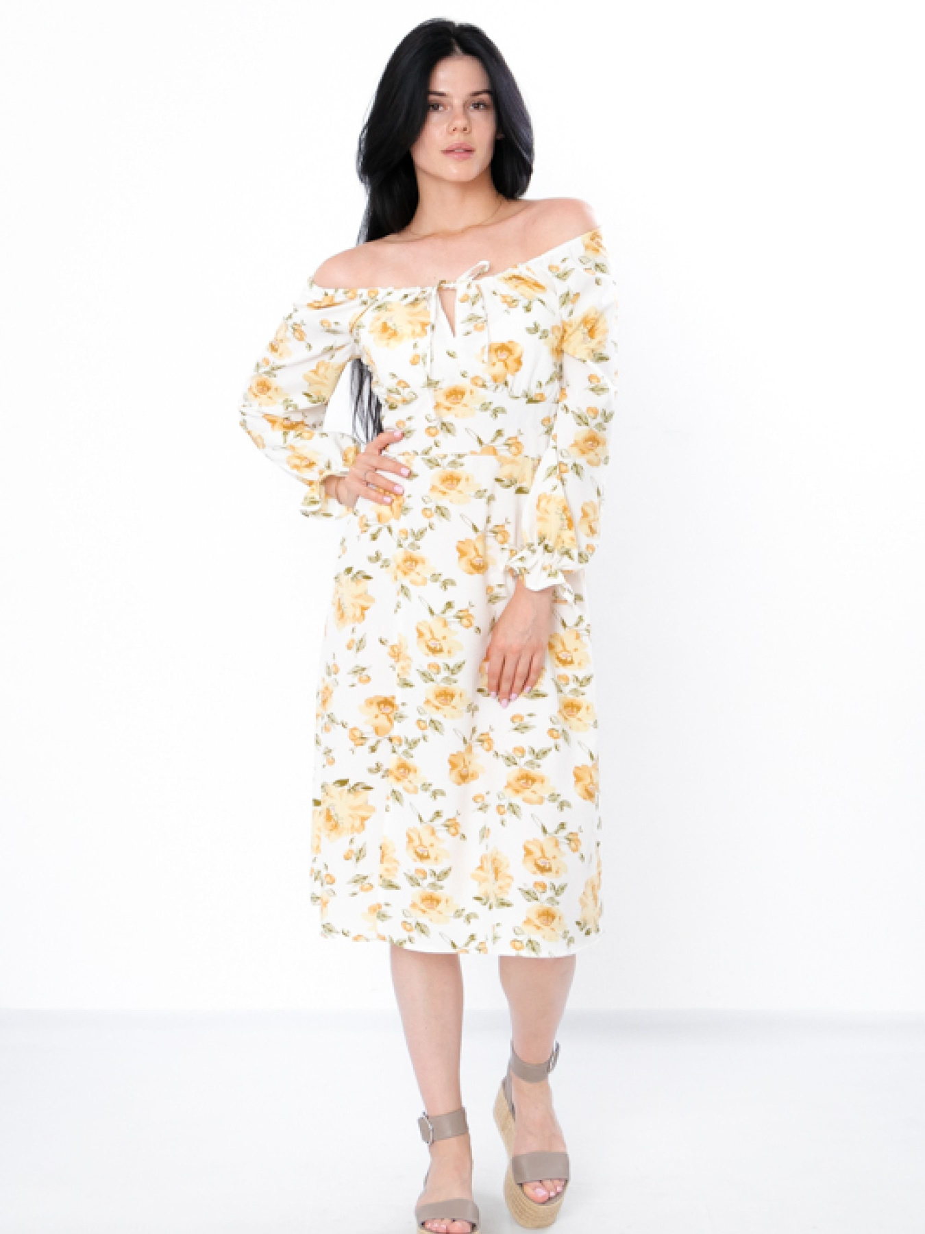 Платье миди Носи своє модель 3387-077-pon-molochnij Фото