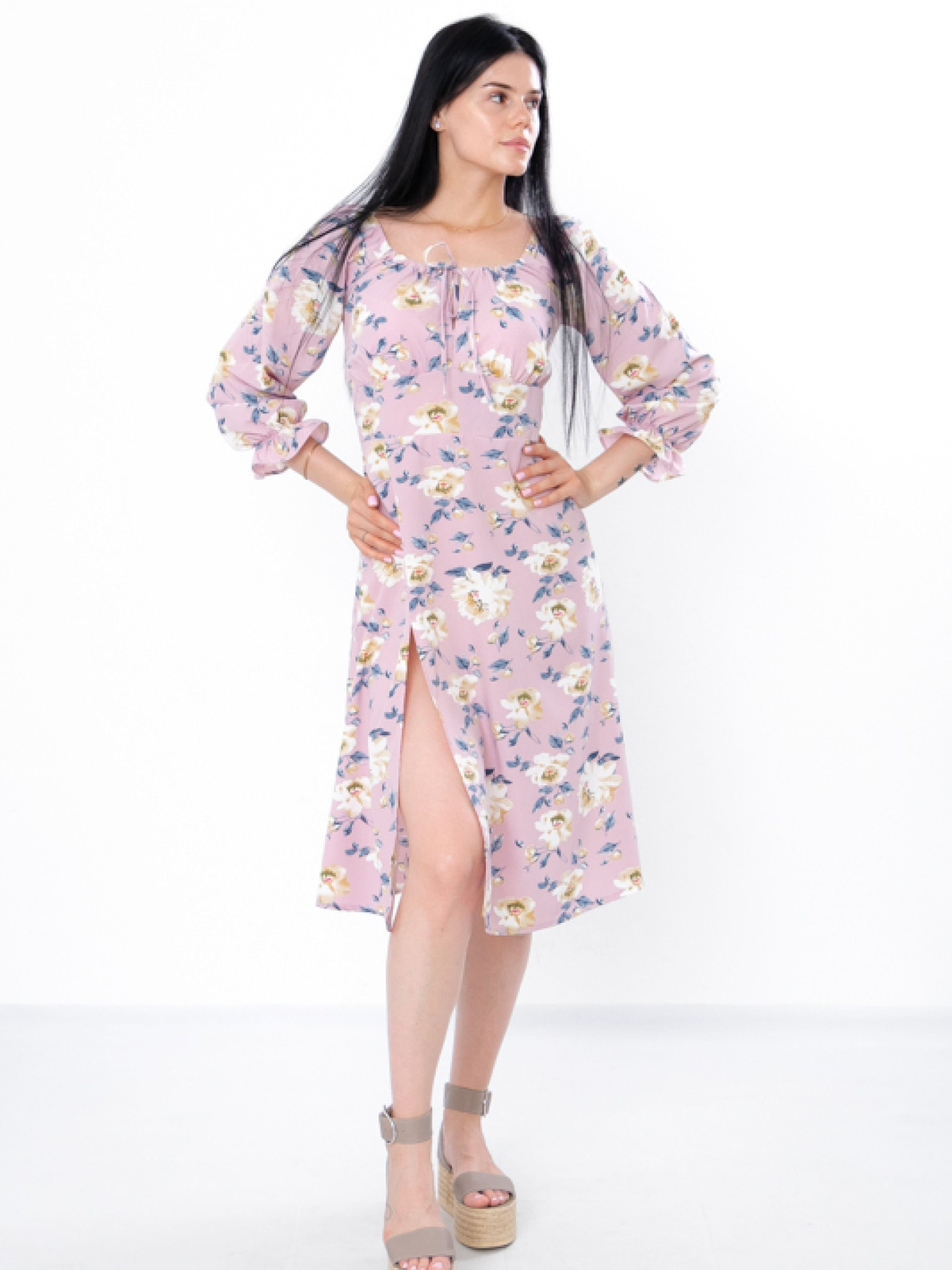 Платье миди Носи своє модель 3387-077-pon-svtlo-pudrovij Фото