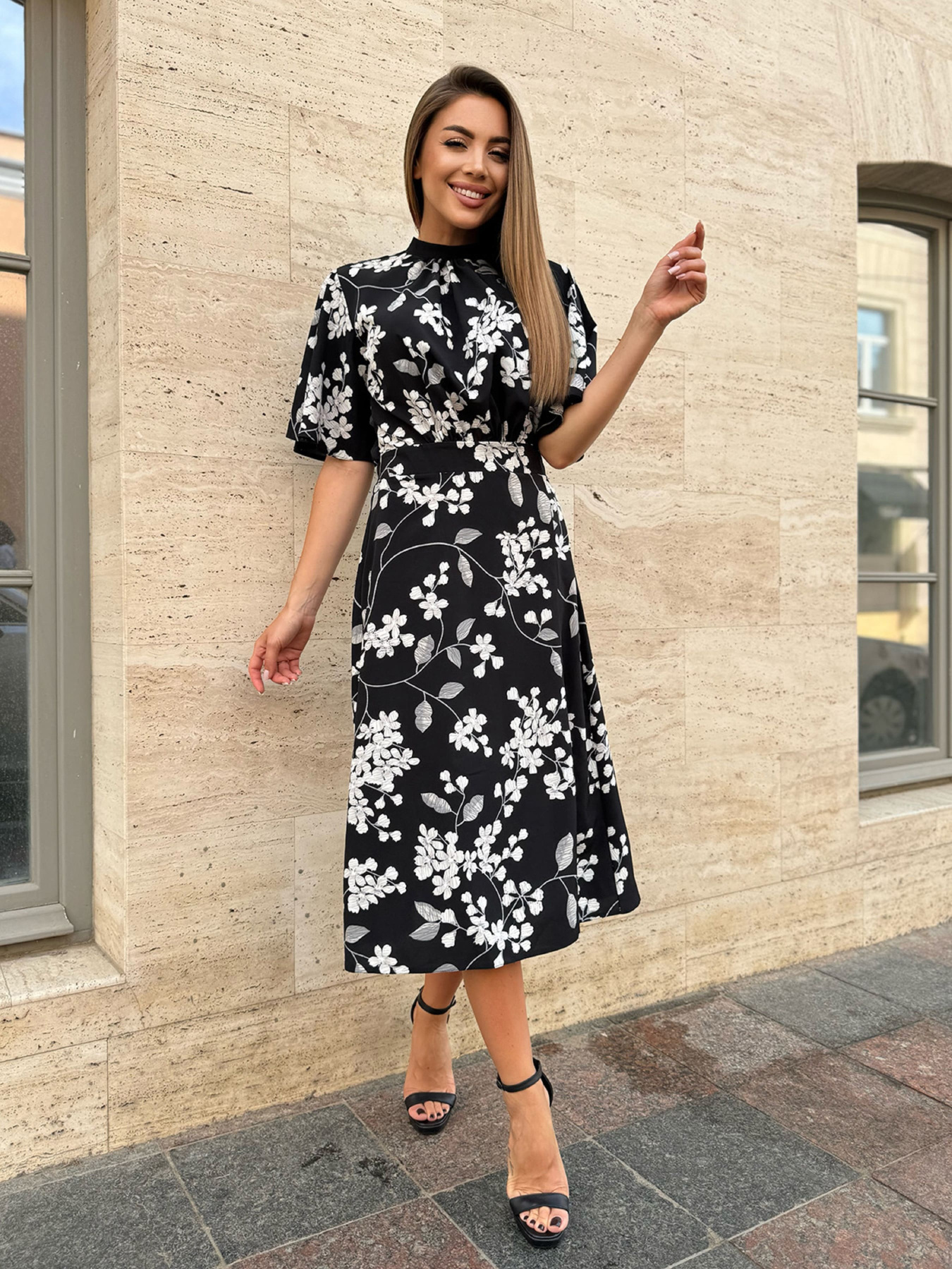 Платье миди ISSA Plus модель SA-516_черный Фото