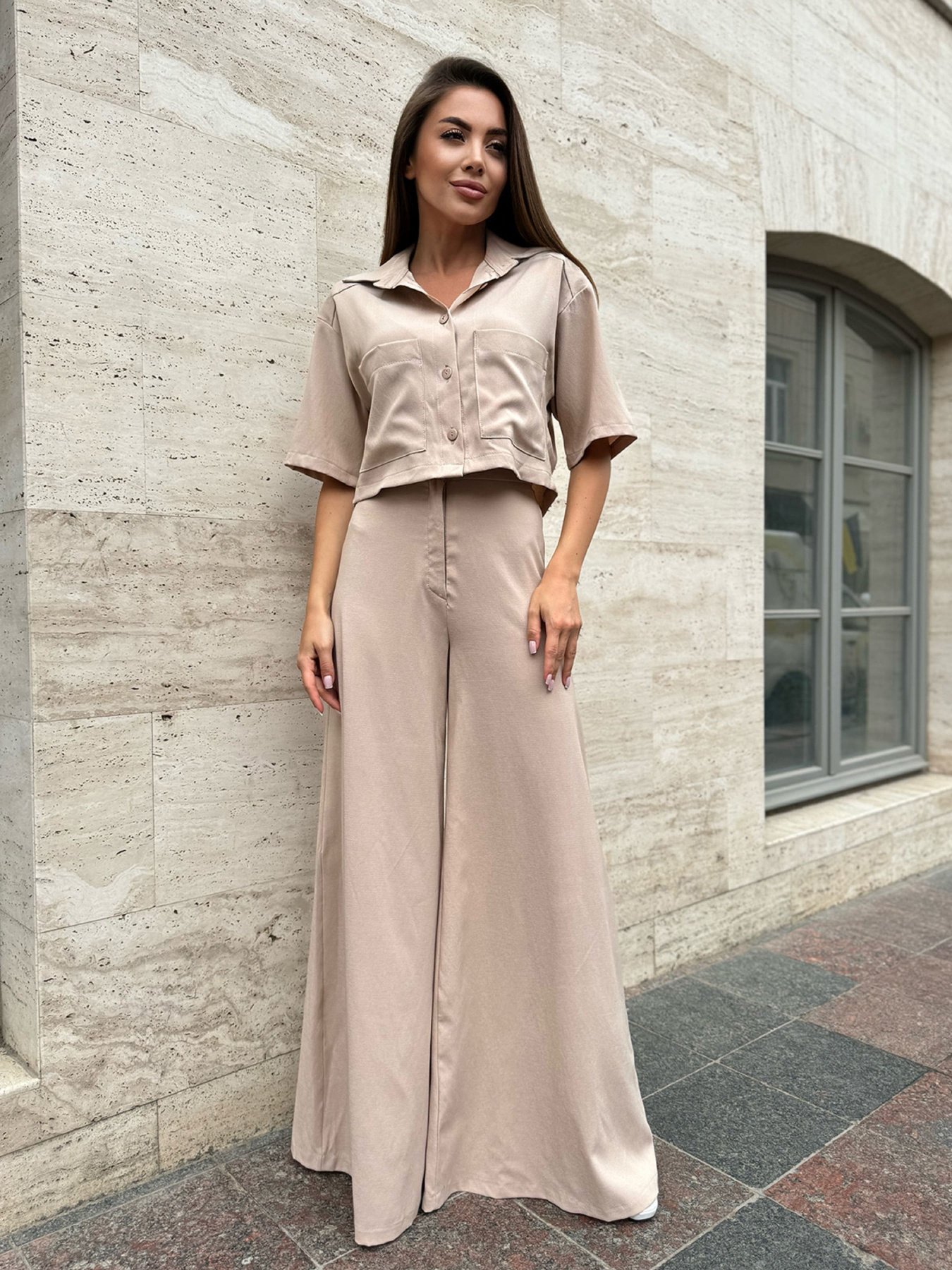 Повсякденний костюм ISSA Plus модель 14737_бежевый Фото