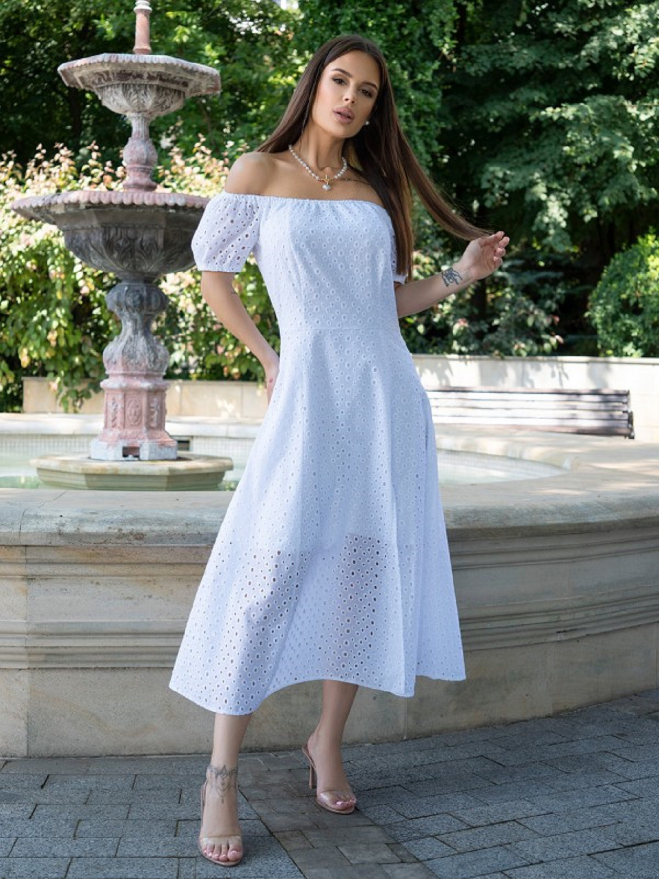 Сукня міді ISSA Plus модель 14733A_белый Фото