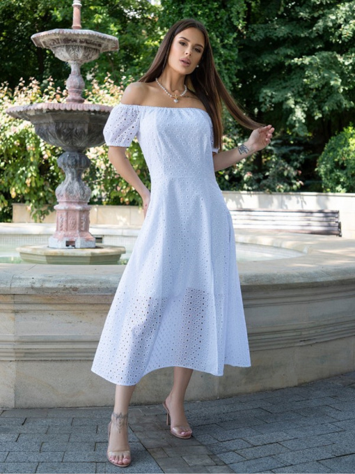 Платье миди ISSA Plus модель 14733A_белый Фото