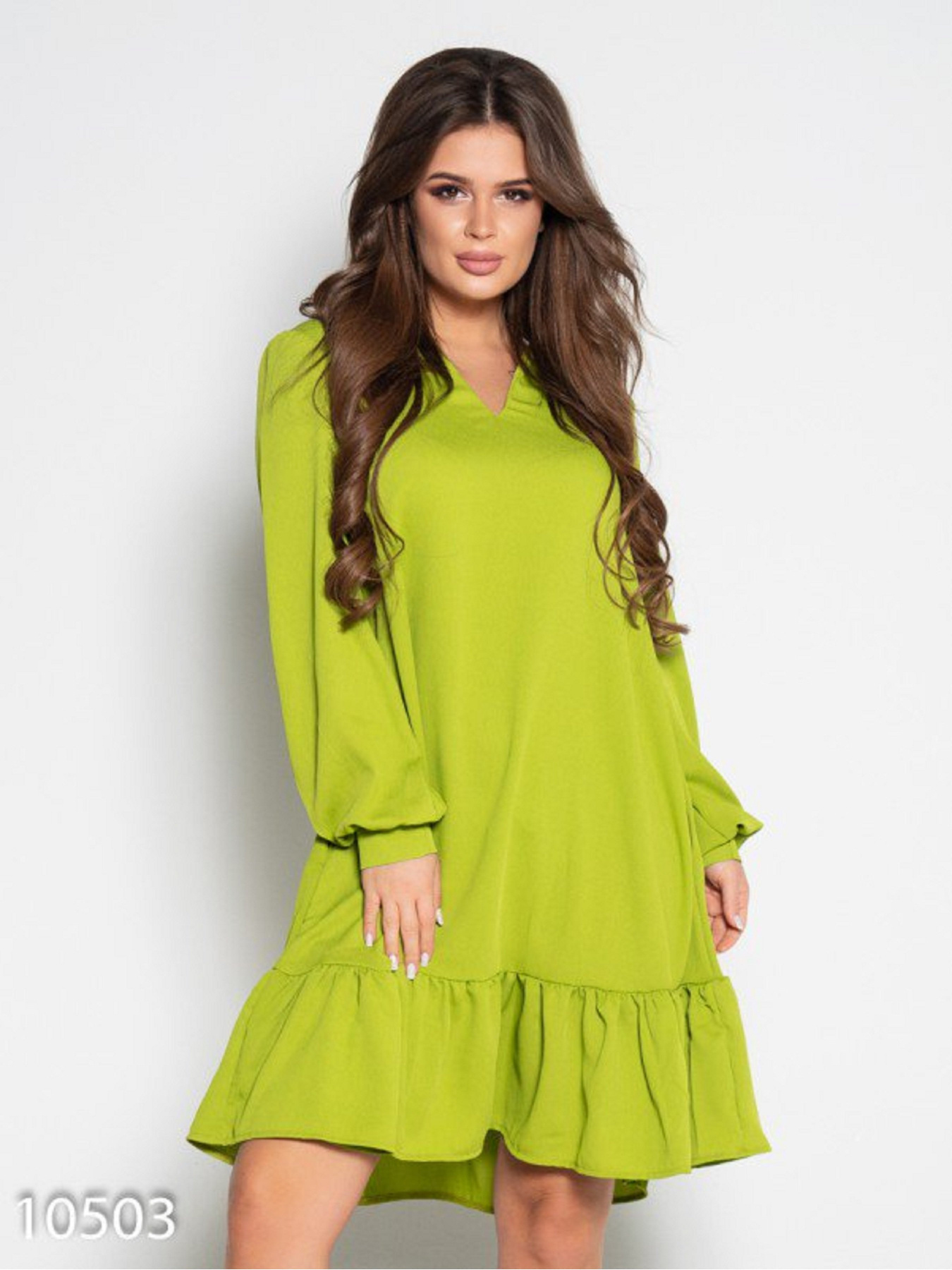 Платье мини ISSA Plus модель 10503_оливковый Фото