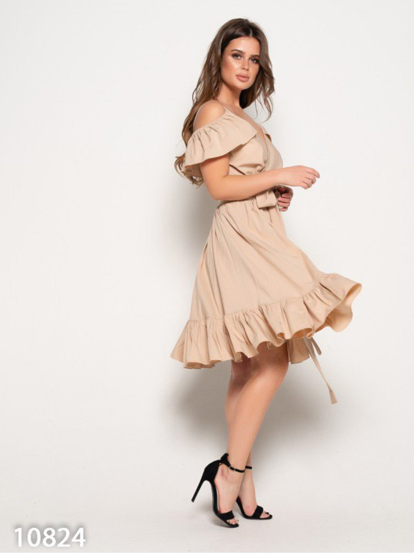 Сукня міні ISSA Plus модель 10824_бежевый Фото