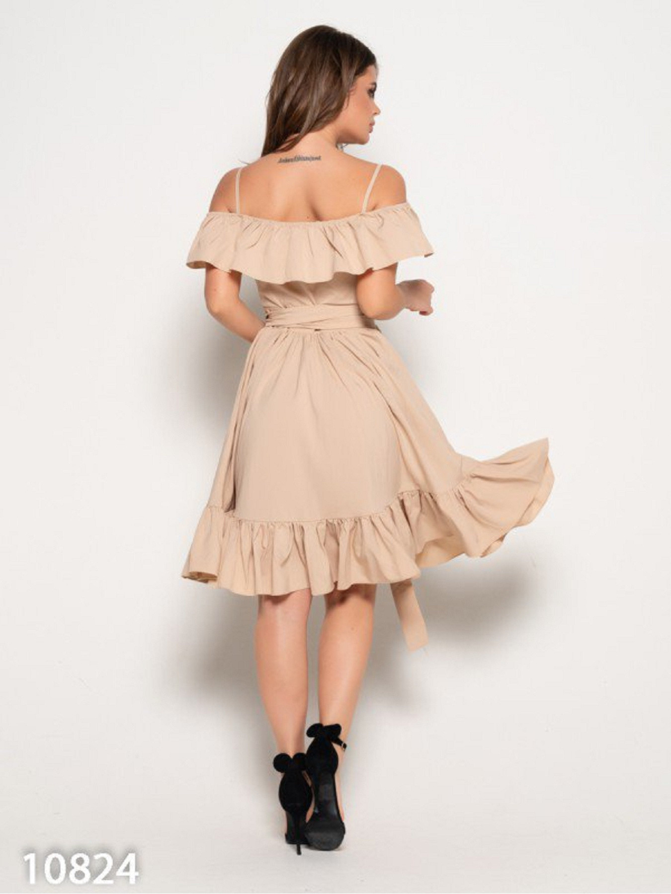 Сукня міні ISSA Plus модель 10824_бежевый Фото