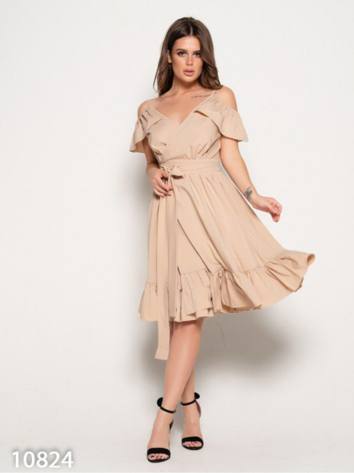 Сукня міні ISSA Plus модель 10824_бежевый Фото