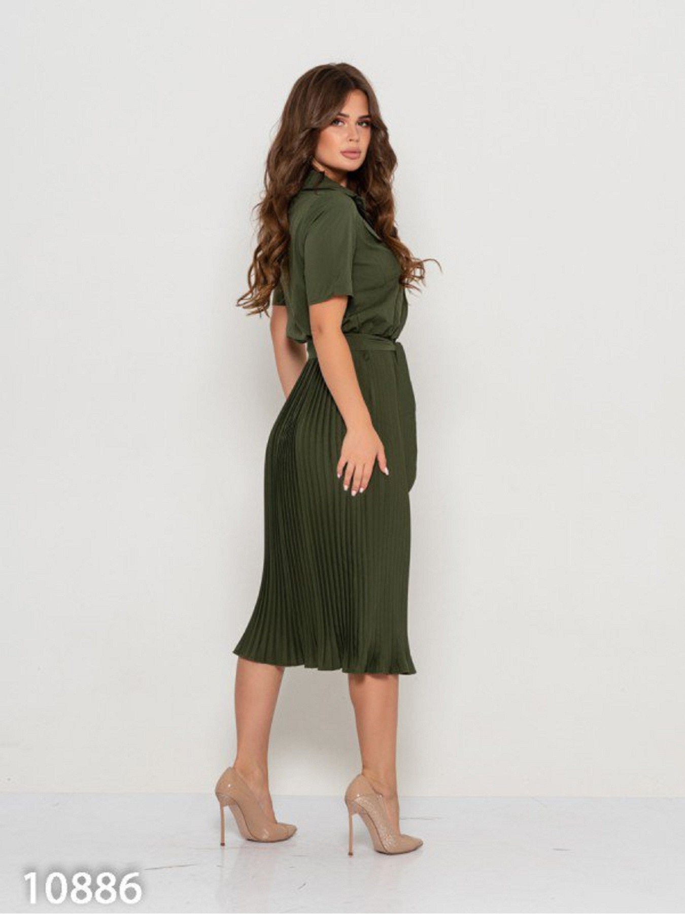 Платье миди ISSA Plus модель 10886_хаки Фото