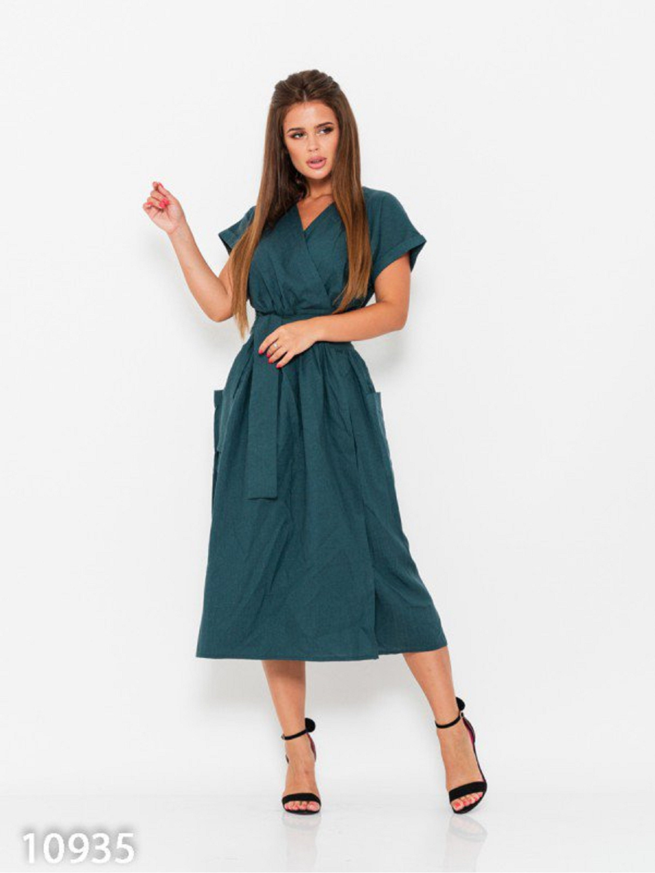 Сукня міді ISSA Plus модель 10935_темно_зеленый Фото
