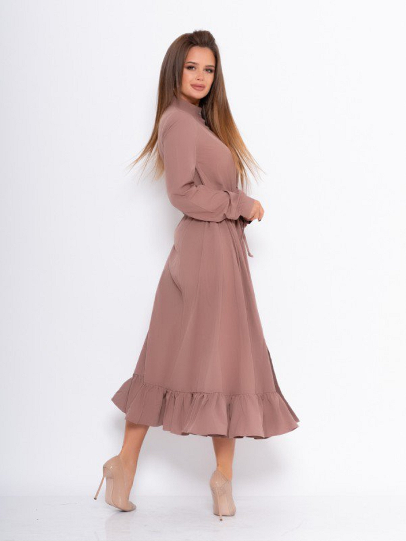 Сукня міді ISSA Plus модель 10994_коричневый Фото