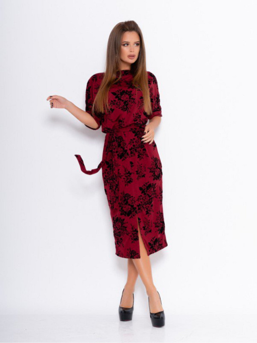 Платье миди ISSA Plus модель 10988_бордовый Фото
