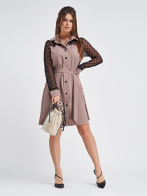 Платье мини ISSA Plus модель 11282_бежевый Фото