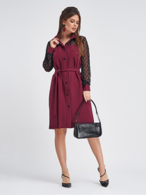 Платье мини ISSA Plus модель 11282_бордовый Фото