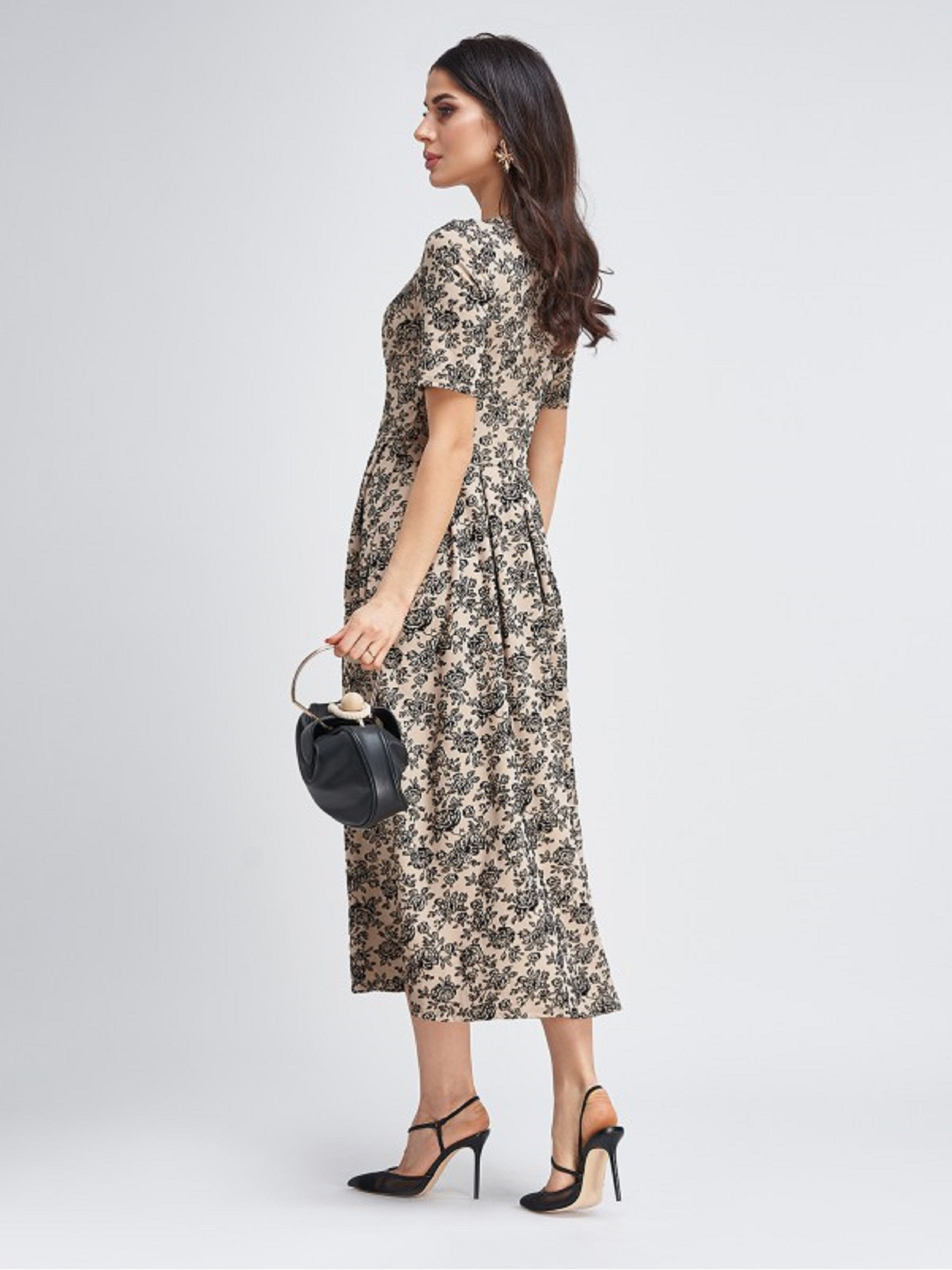 Платье миди ISSA Plus модель 11307_бежевый Фото