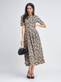 Платье миди ISSA Plus модель 11307_бежевый Фото