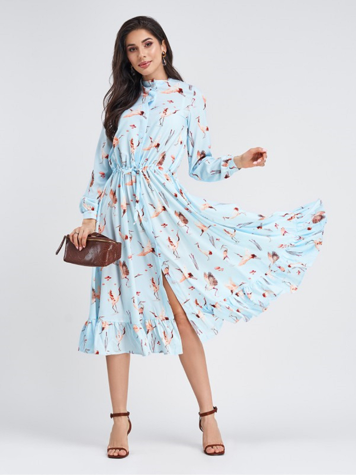 Платье миди ISSA Plus модель 11339_голубой Фото