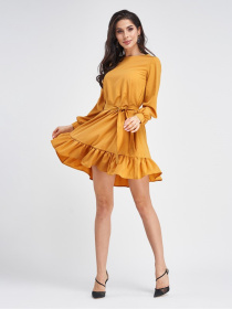Платье мини ISSA Plus модель 11329_горчичный Фото