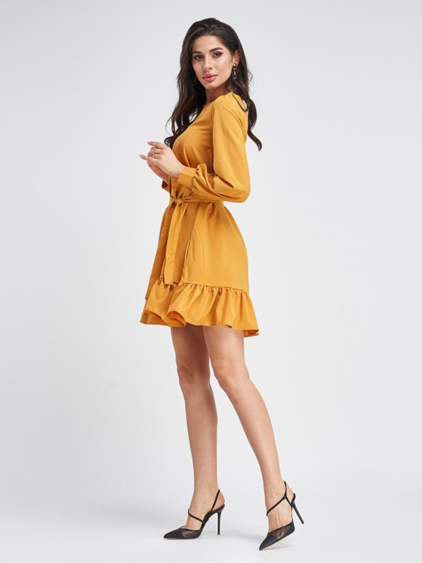 Платье мини ISSA Plus модель 11329_горчичный Фото