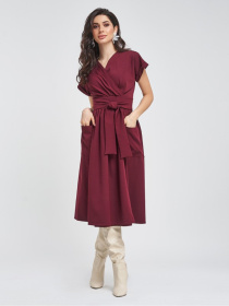 Платье миди ISSA Plus модель 11417_бордовый Фото