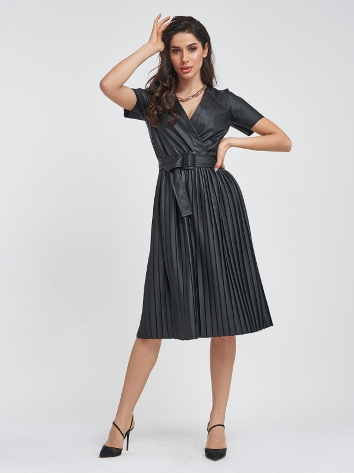 Сукня міді ISSA Plus модель 11433_черный Сукня міді ISSA Plus модель 11433_черный Фото