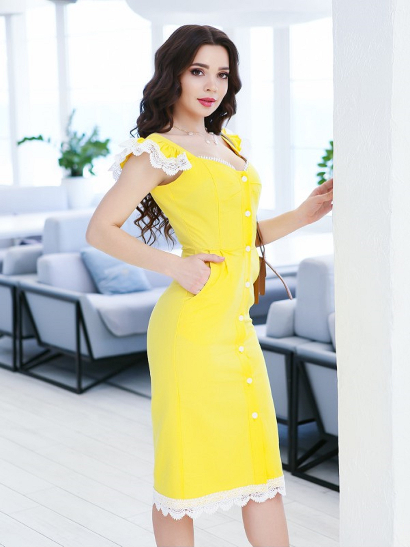 Сарафан ISSA Plus модель 11651_желтый Сарафан ISSA Plus модель 11651_желтый Фото