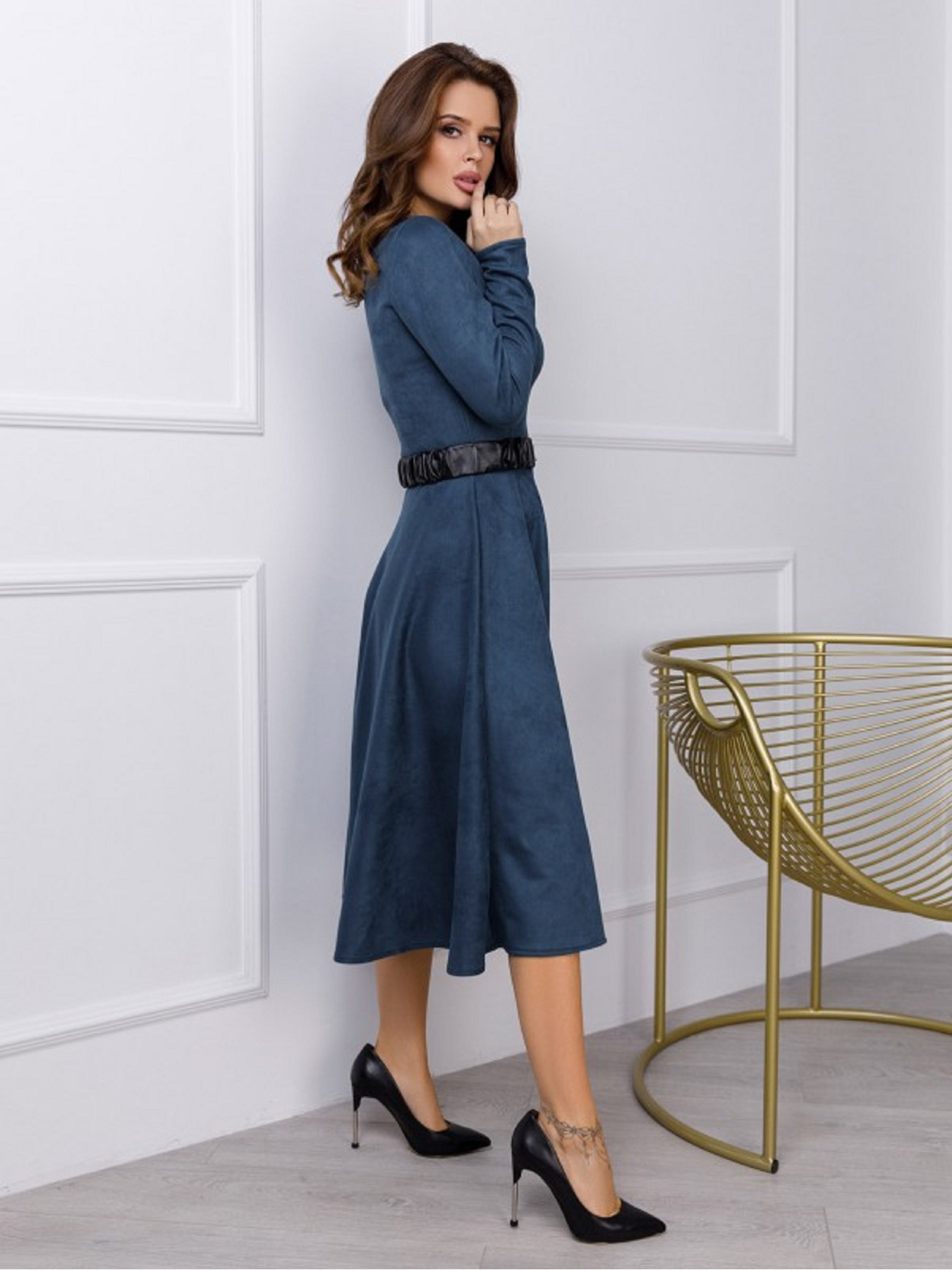 Сукня міді ISSA Plus модель 12284_бирюзовый Фото