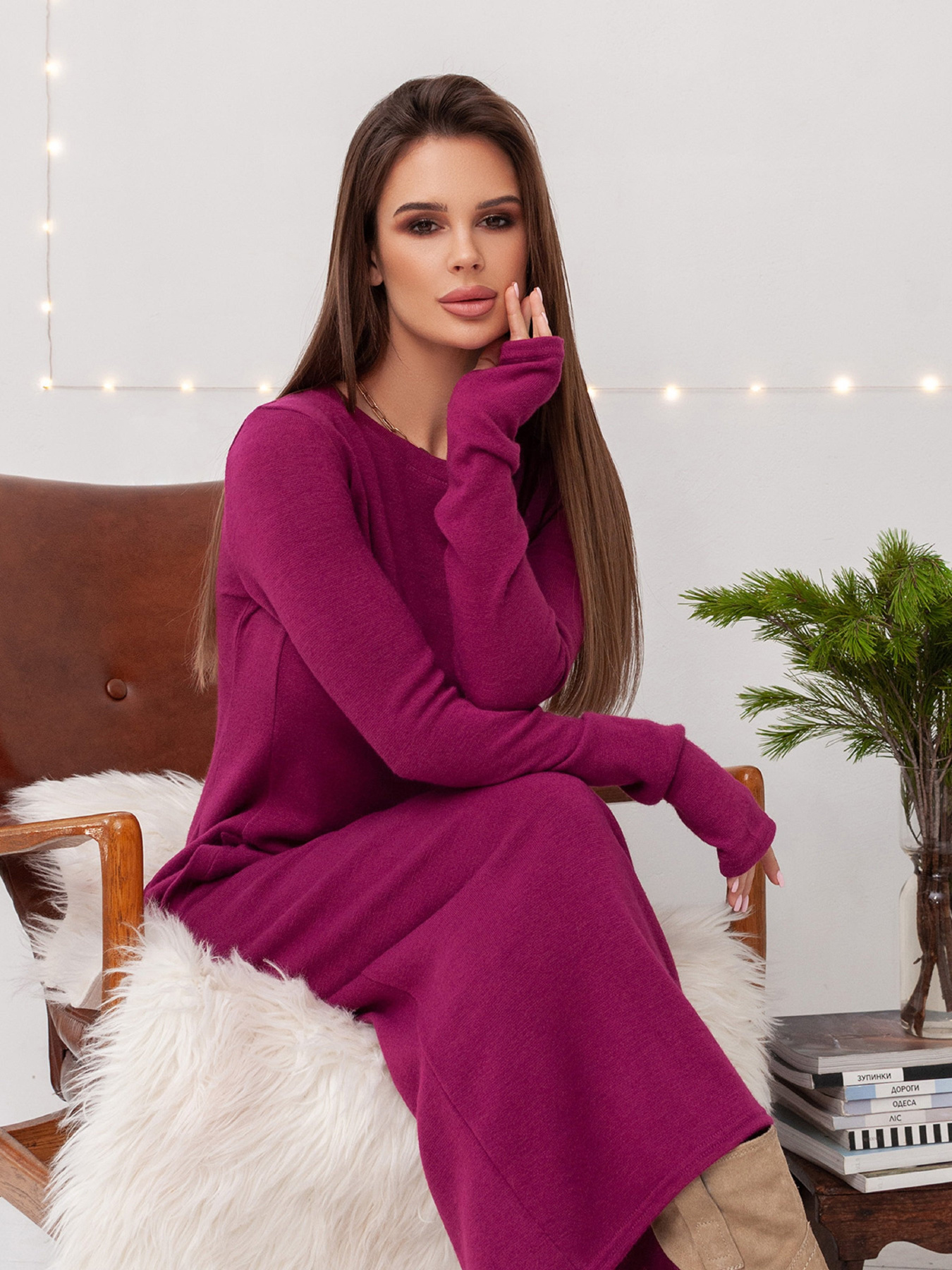 Сукня максі ISSA Plus модель 14412_фиолетовый Фото