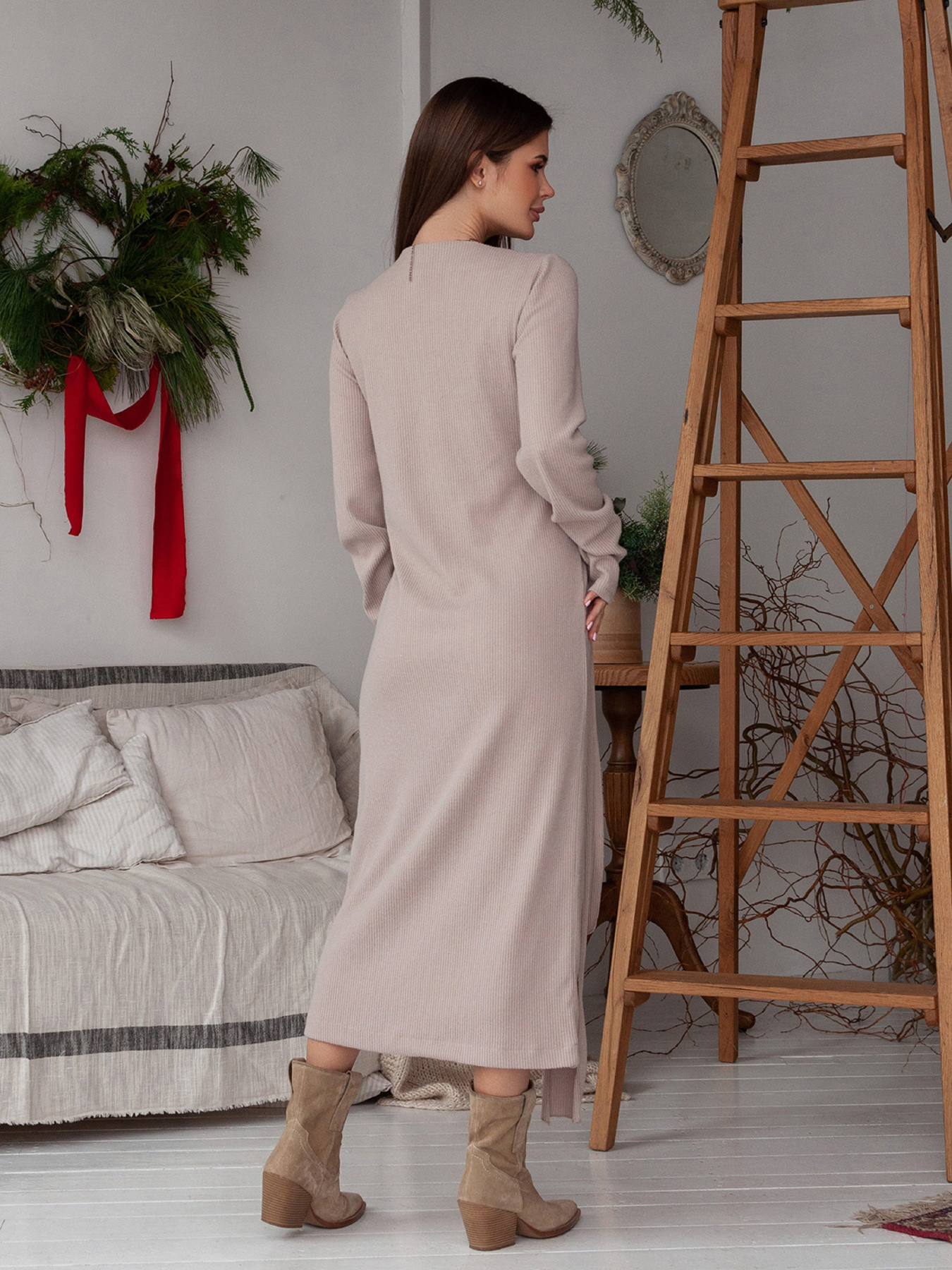 Сукня міді ISSA Plus модель 14424_бежевый Фото