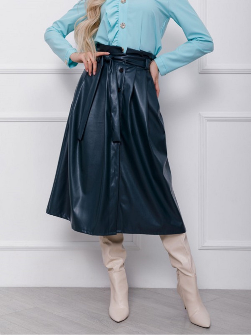 Спідниця міді ISSA Plus Модель 11335_зеленый Фото