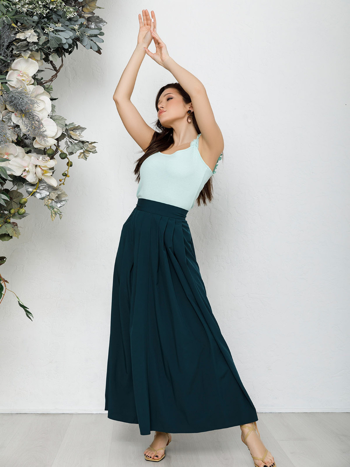 Юбка макси ISSA Plus модель 12572_зеленый Фото