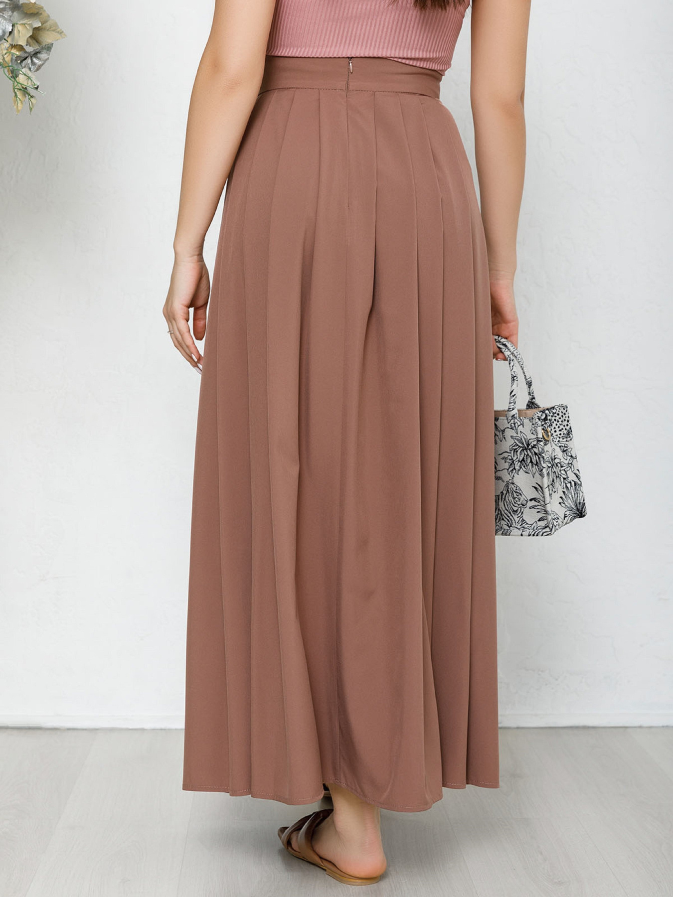 Юбка макси ISSA Plus модель 12572_коричневый Фото