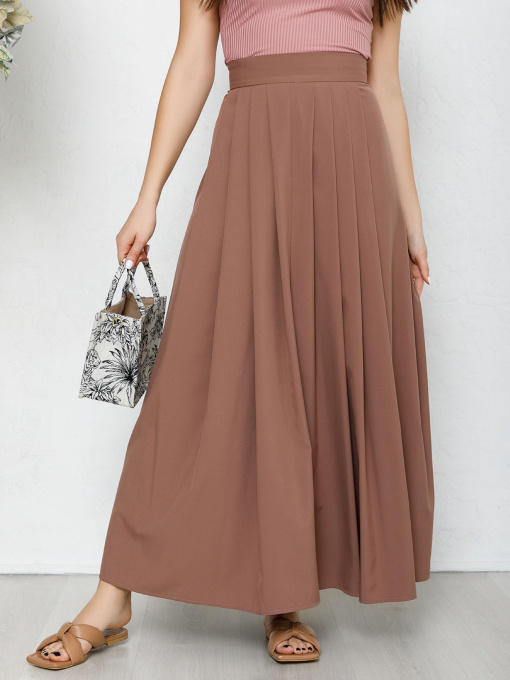 Юбка макси ISSA Plus модель 12572_коричневый Фото