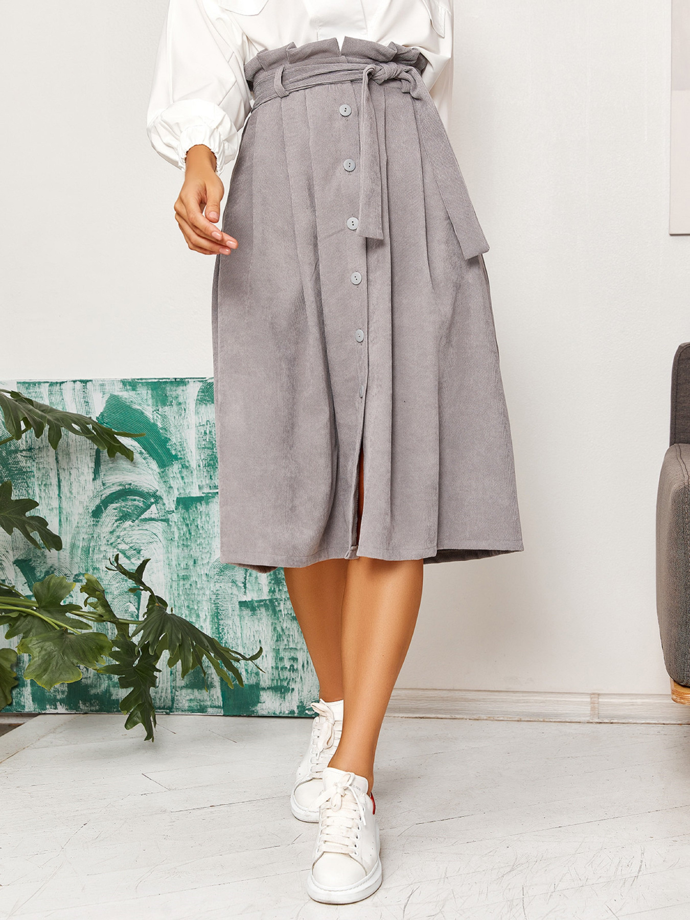 Юбка миди ISSA Plus модель 12867_серый Фото