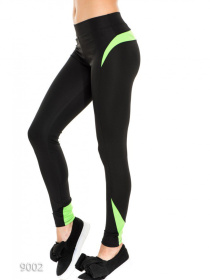 Легінси спортивні ISSA Plus модель 9002_черный_салатовый Фото