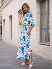 Сукня міді ISSA Plus модель 14750_мультиколор Сукня міді ISSA Plus модель 14750_мультиколор Фото