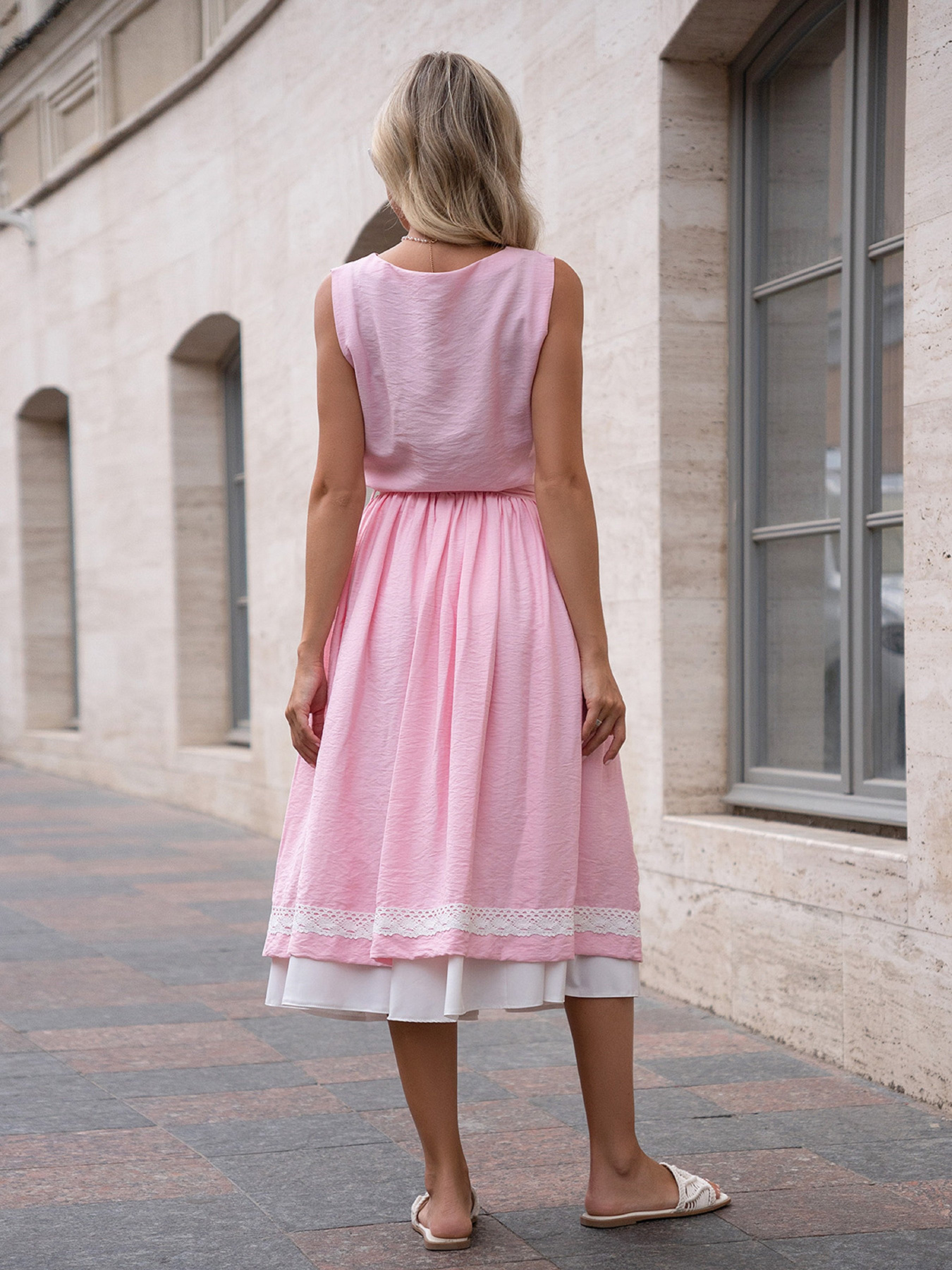 Сукня міді ISSA Plus модель 14751_розовый Фото