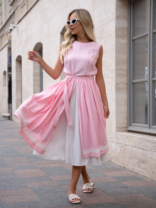 Сукня міді ISSA Plus модель 14751_розовый Фото