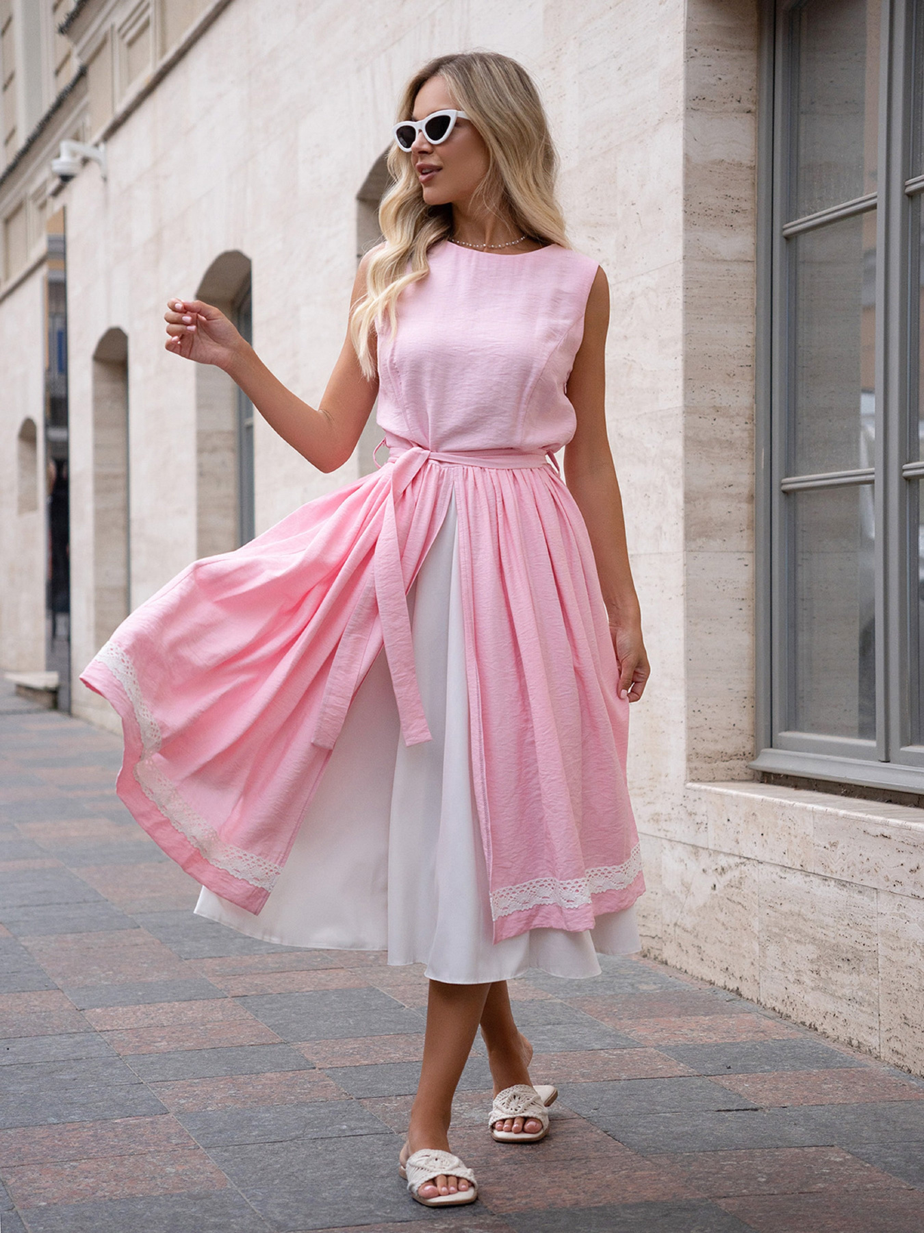 Платье миди ISSA Plus модель 14751_розовый Платье миди ISSA Plus модель 14751_розовый Фото