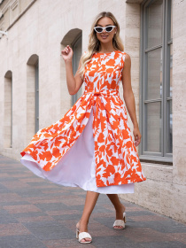 Платье миди ISSA Plus модель 14754_оранжевый Фото