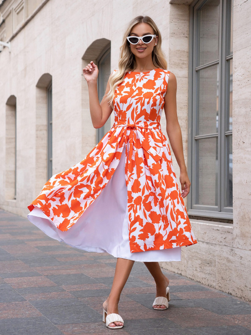 Платье миди ISSA Plus модель 14754_оранжевый Фото