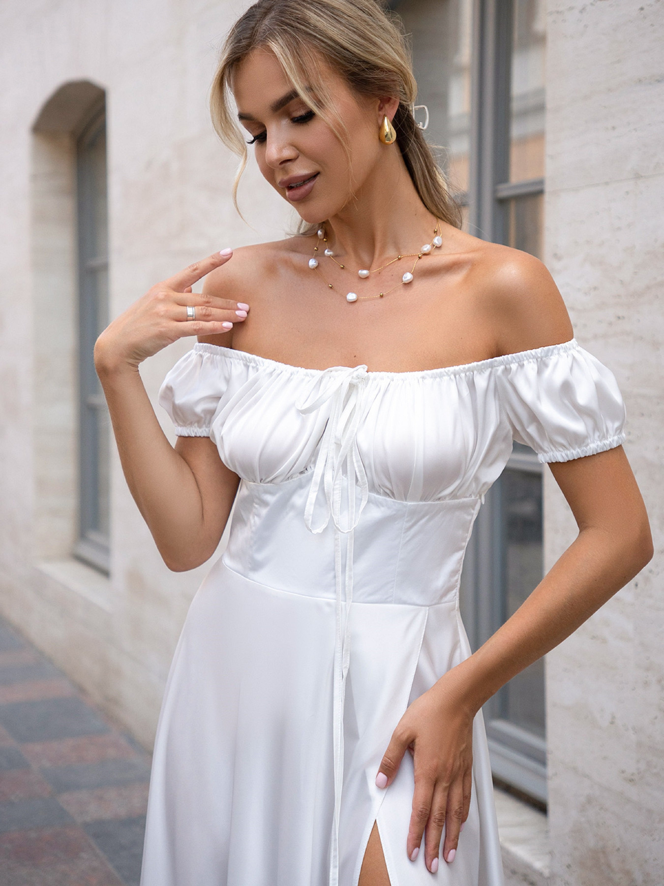 Платье макси ISSA Plus модель 14755_молочный Фото